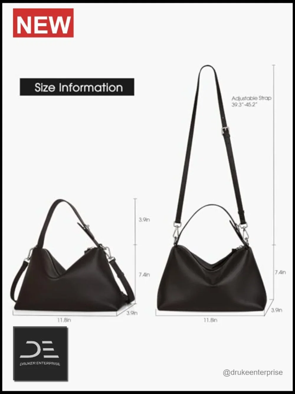 Premium Full-Grained Leather Crossbody Bag Slouchy Shoulder Tote Hobo